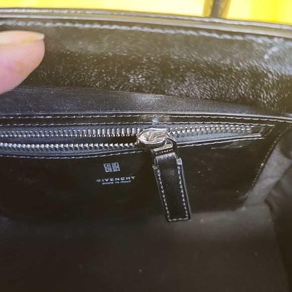 Givenchy Structured Black Leather Rare Handbag W/Silvertone Lock Top Handle - Picture 8 of 16